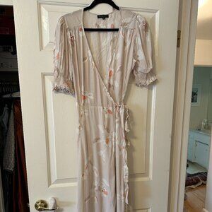 Cotton Candy LA Floral Midi Wrap Dress, M